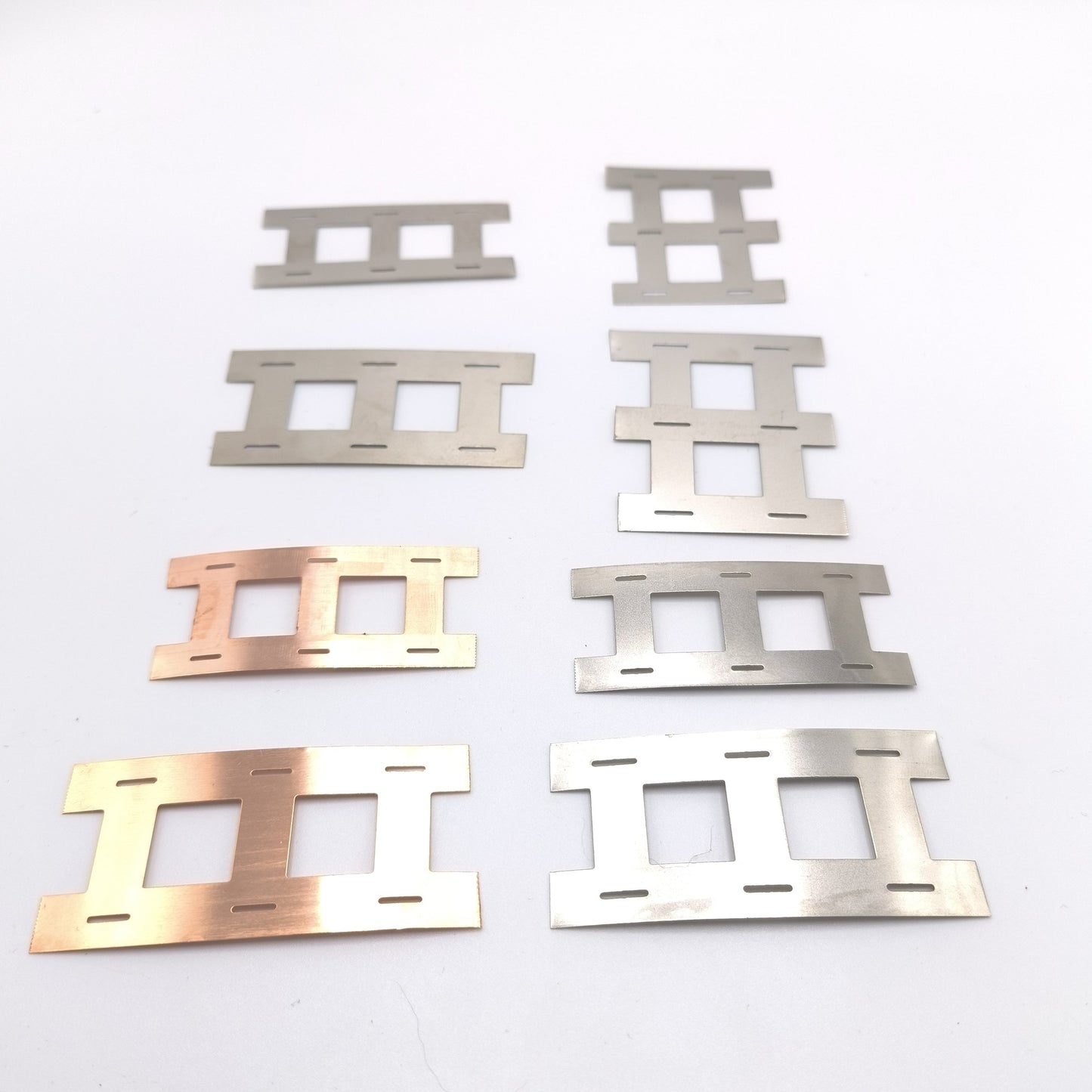 !NEW! Slotted Cell Welding Tabs, 0.2mm Thick, Spaced for Standard Plastic Cell Holders, Per 6 terminals