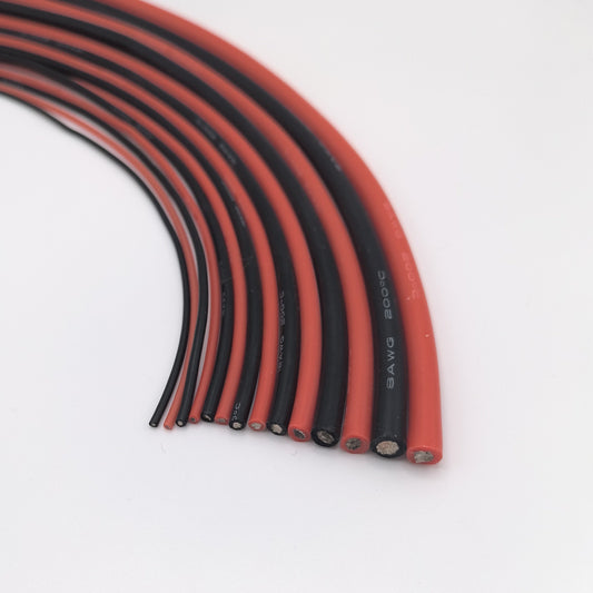 !NEW! Silicone Wire 20-8AWG Red and Black, per Meter